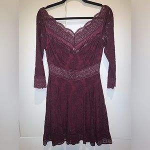 Free People Lace Dress Burgundy Dress